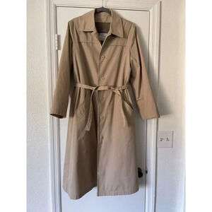 London Fog Sherpa Lined Women's Belted Trench Coat Tan Beige Sz 14